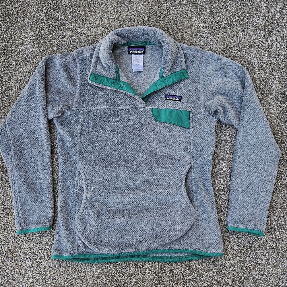 Patagonia Snap-T Fleece Pullover Sweatshirt Gray Green Re-Tool Womens Medium